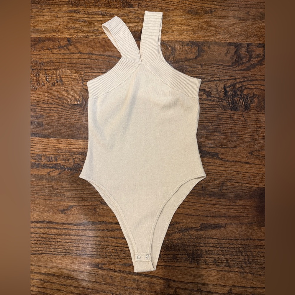 Forever 21 Cream Ribbed Bodysuit